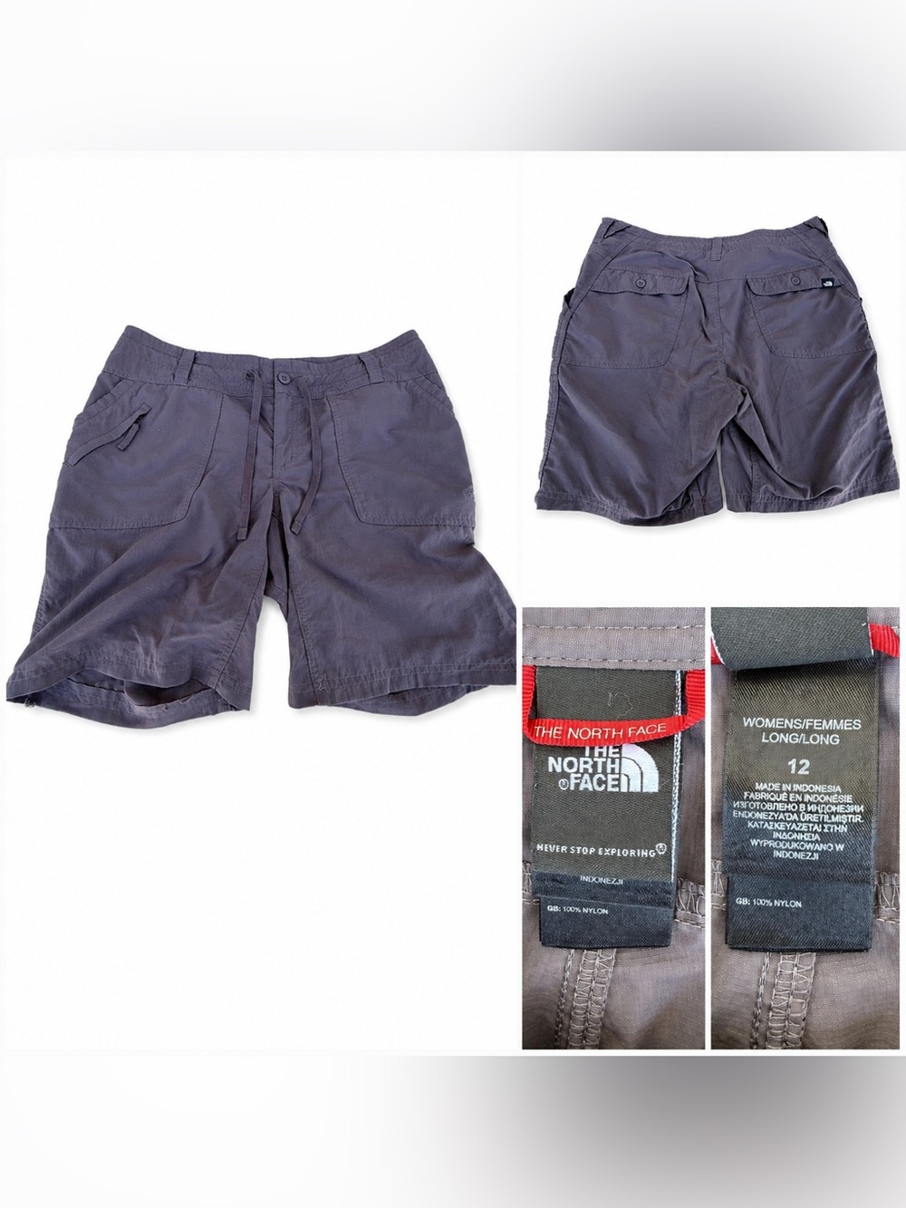 The North Face Women’s Size 12 Long Gray Nylon Hiking Cargo Shorts